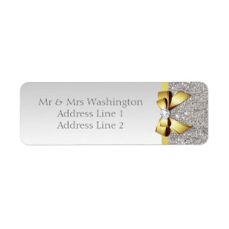 Étiquette Séquins d'argent Faux Bow or et Diamant