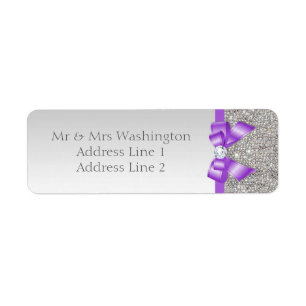 Étiquette Séquins d'argent Faux Lavender Bow et Diamant