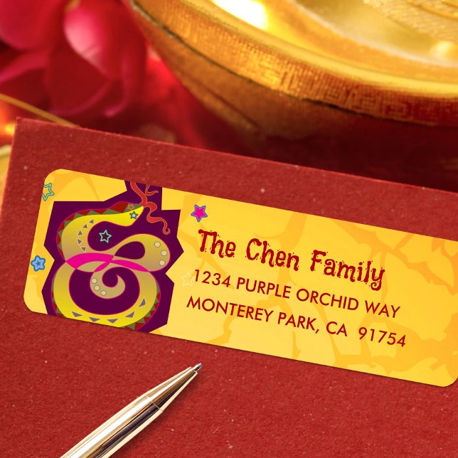 Étiquette Serpent Jaune 2025 Chinois Lunaire Nouvel An Cool  (LINK FOR 2026 YEAR OF THE HORSE: www.zazzle.com/collections/119527212422228266
)