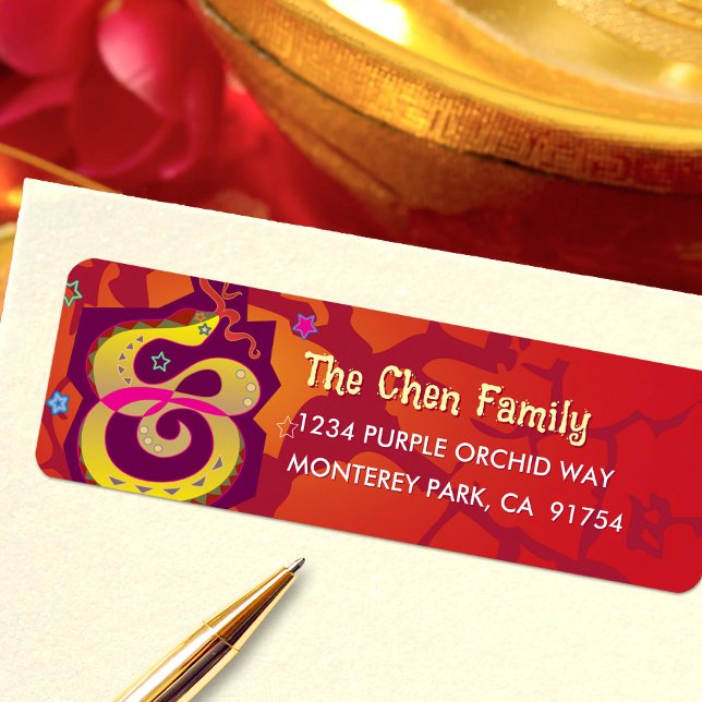 Étiquette Serpent rouge 2025 chinois Lunaire Cool de Nouvel  (LINK FOR 2026 YEAR OF THE HORSE: www.zazzle.com/collections/119527212422228266
)