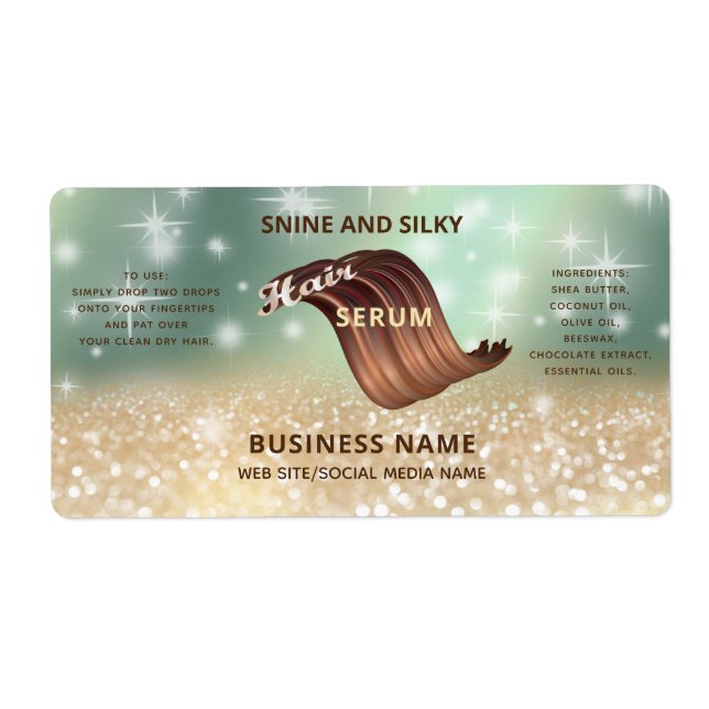 Étiquette Sérum de cheveux flamboyant élégant et moderne (Devant)