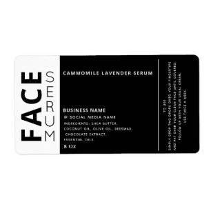 Étiquette Sérum professionnel minimaliste noir