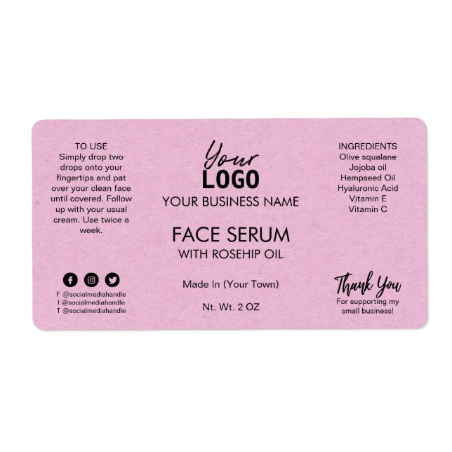 Étiquette Sérum professionnel Pastel Purple Face Huile (Devant)