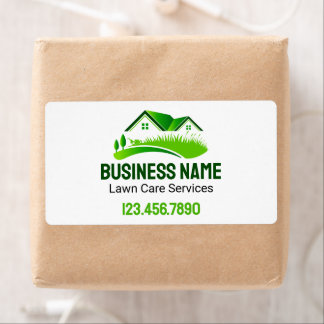 Étiquette Service de Tonte de Pelouse Logo Vert Blanc