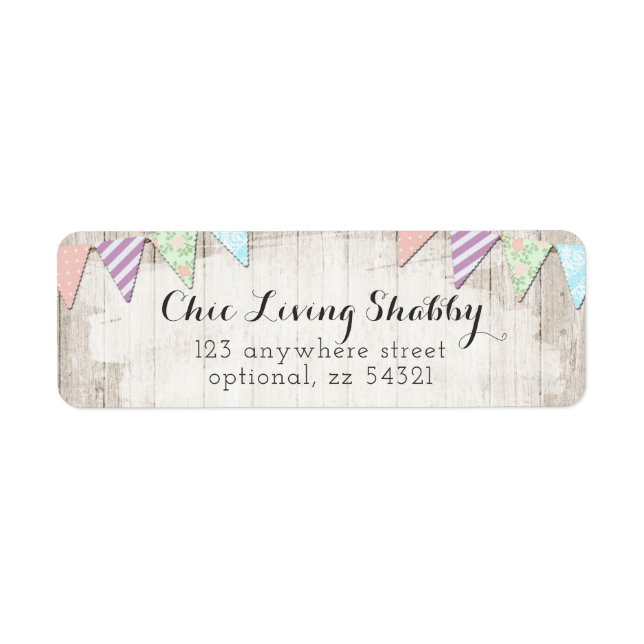 Étiquette Shabby Chic Country Bunting Rustic Adresse de reto (Devant)