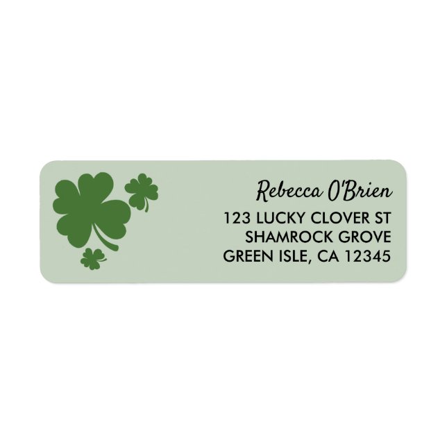 Étiquette Shamrock de quatre feuilles Clover Green Adresse d (Devant)
