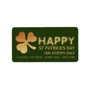 Étiquette Shamrock Gold Foil, Saint Patrick's Day