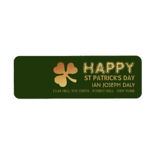 Étiquette Shamrock Gold Foil, Saint Patrick's Day