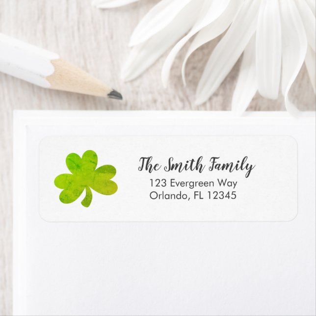 Étiquette Shamrock Irish Painting Art Adresse (En situation)