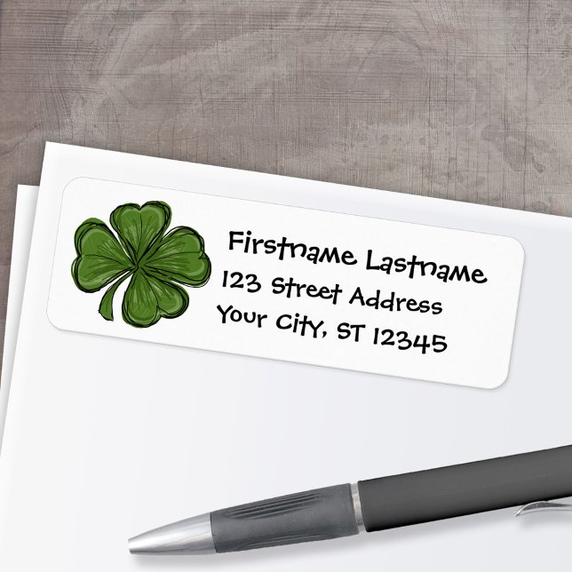 Étiquette Shamrock moderne avec adresse de retour (Personalized Return Address Label)