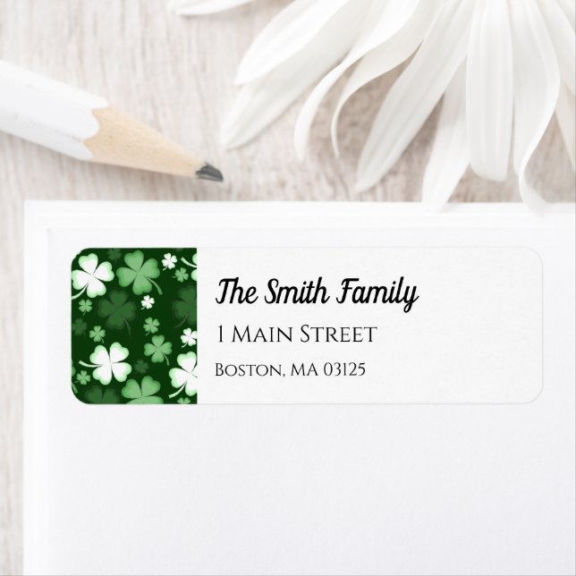 Étiquette Shamrock vert, St. Patrick's Day Adresse (En situation)