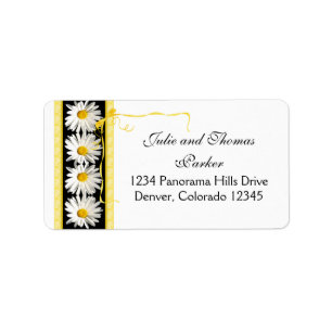 Étiquette Shasta Daisy Curly Ribbon Mariage Adresse de retou