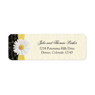 Étiquette Shasta Daisy Floral Mariage Adresse de retour Labe