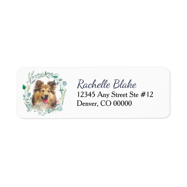 Étiquette Shetland Sheepdog Wreath Adresse de retour (Devant)