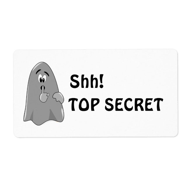 Étiquette Shh Cartoon Ghost Top Secret Halloween (Devant)