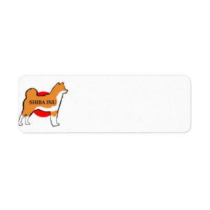 Étiquette shiba inu nom silhouette sur le drapeau japonais r