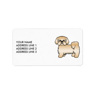Étiquette Shih Tzu doré Chien de dessin animé mignon & Texte