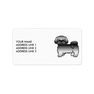 Étiquette Shih Tzu Gris Mignon Chien de Dessin Animé & Texte