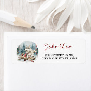 Étiquette Siberian Husky Christmas Retourner l'adresse
