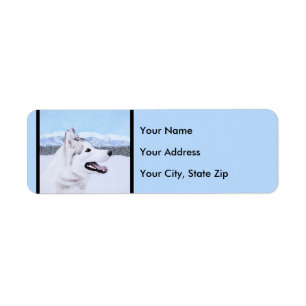 Étiquette Sibérie Husky (argent et blanc) Peinture Chien Ar