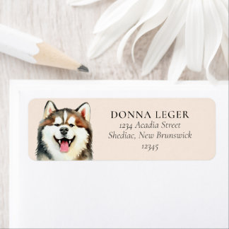 Étiquette Sibérie Husky Dog Adresse personnalisée