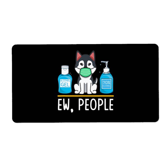Étiquette Sibérien Husky Chien Masque Visage Sanitizer Main  (Devant)