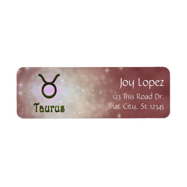 Étiquette Signe astrologique du zodiaque de couleur Pick Tau (Devant)