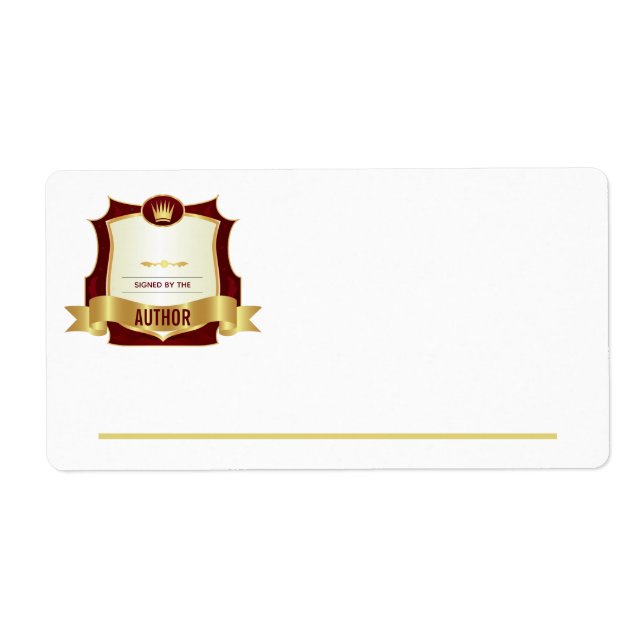 Étiquette Signé par l'Auteur Bookplate, Red Gold (Devant)