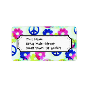 Étiquette Signes de Paix Hippie super Fleur Power Sparkle Pa