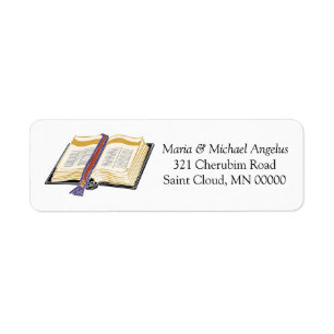 Étiquette Signet de la Bible Eglise Mariage Adresse de retou