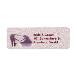 Étiquette Silhouette de couple nuptiale Coeur en Mariage de 