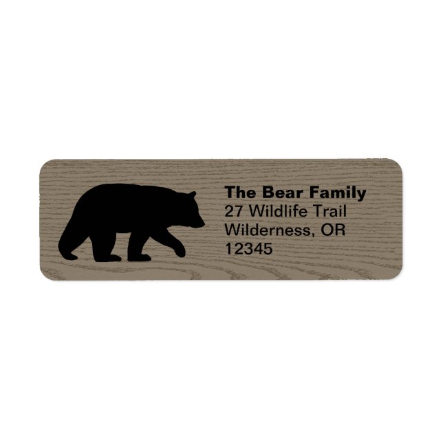 Étiquette Silhouette de l'ours noir Retourner l'adresse Étiq (Devant)