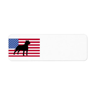 Étiquette silhouette de terrier américain Staffordshire drap