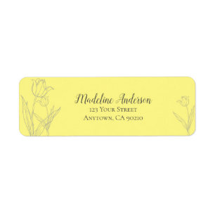 Étiquette Silhouette de Tulipe jaune citron   Adresse de ret