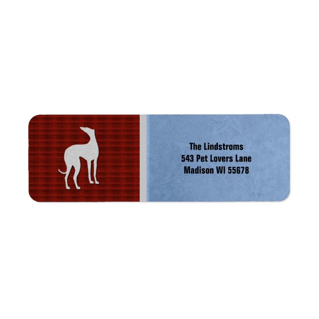 Étiquette Silhouette élégante Greyhound en bleu blanc rouge (Devant)