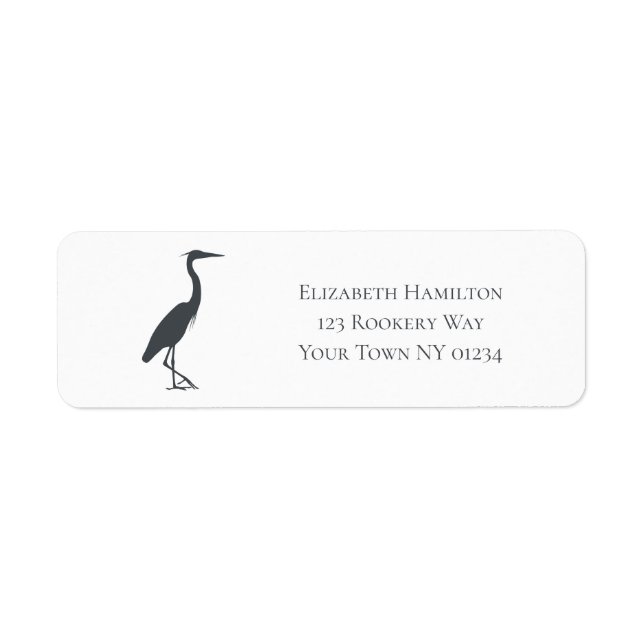 Étiquette silhouette Great Blue Heron Egret personnalisé (Devant)