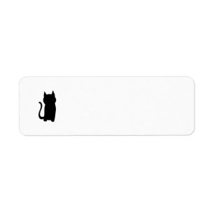 Étiquette Silhouette se reposante de chat noir