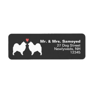 Étiquette Silhouettes de Chien Samoyé avec le coeur Adresse