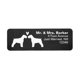 Étiquette Silhouettes de Chien Schnauzer blanc au coeur