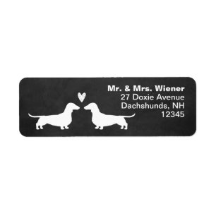Étiquette Silhouettes de teckel avec des chiens de saucisse