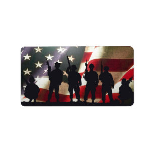 Étiquette Silhouettes militaires patriotiques de soldat