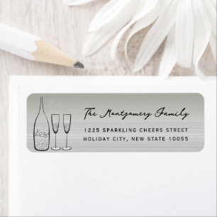 Étiquette Silver Champagne Bubbly Cheval Chic Adresse de ret