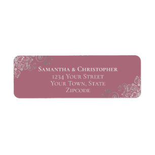 Étiquette Silver Frills Dusty Rose Mariage Adresse de retour