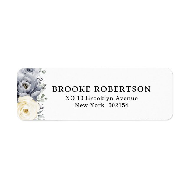 Étiquette Silver Grey Ivory Floral Winter Return Adresse (Devant)