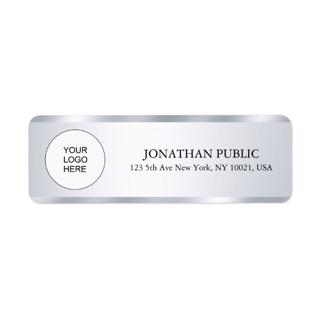 Étiquette Silver Look Modèle moderne Téléchargez votre logo  (Devant)
