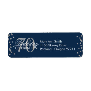 Étiquette Silver Navy Blue 70th Birthday Parties scintillant