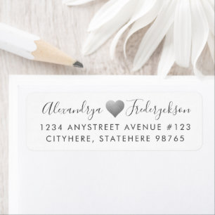 Étiquette Silver Romantic Heart Return Adresse