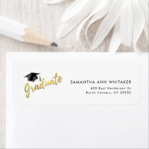 Étiquette Simple 2025 Graduation Minimaliste Adresse de reto