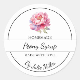 Étiquette simple à base de sirop de pivoine maison