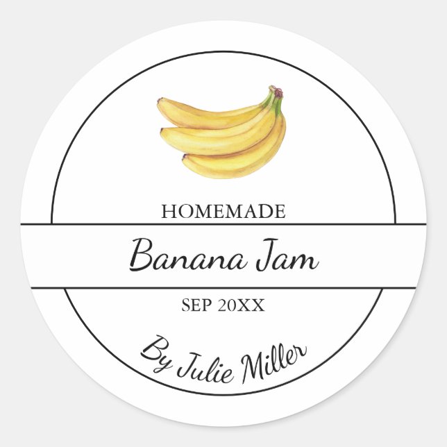 Étiquette simple à la confiture de bananes fait ma (Devant)